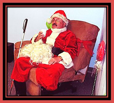 Blind Santa Charles Nebarrete taking a break